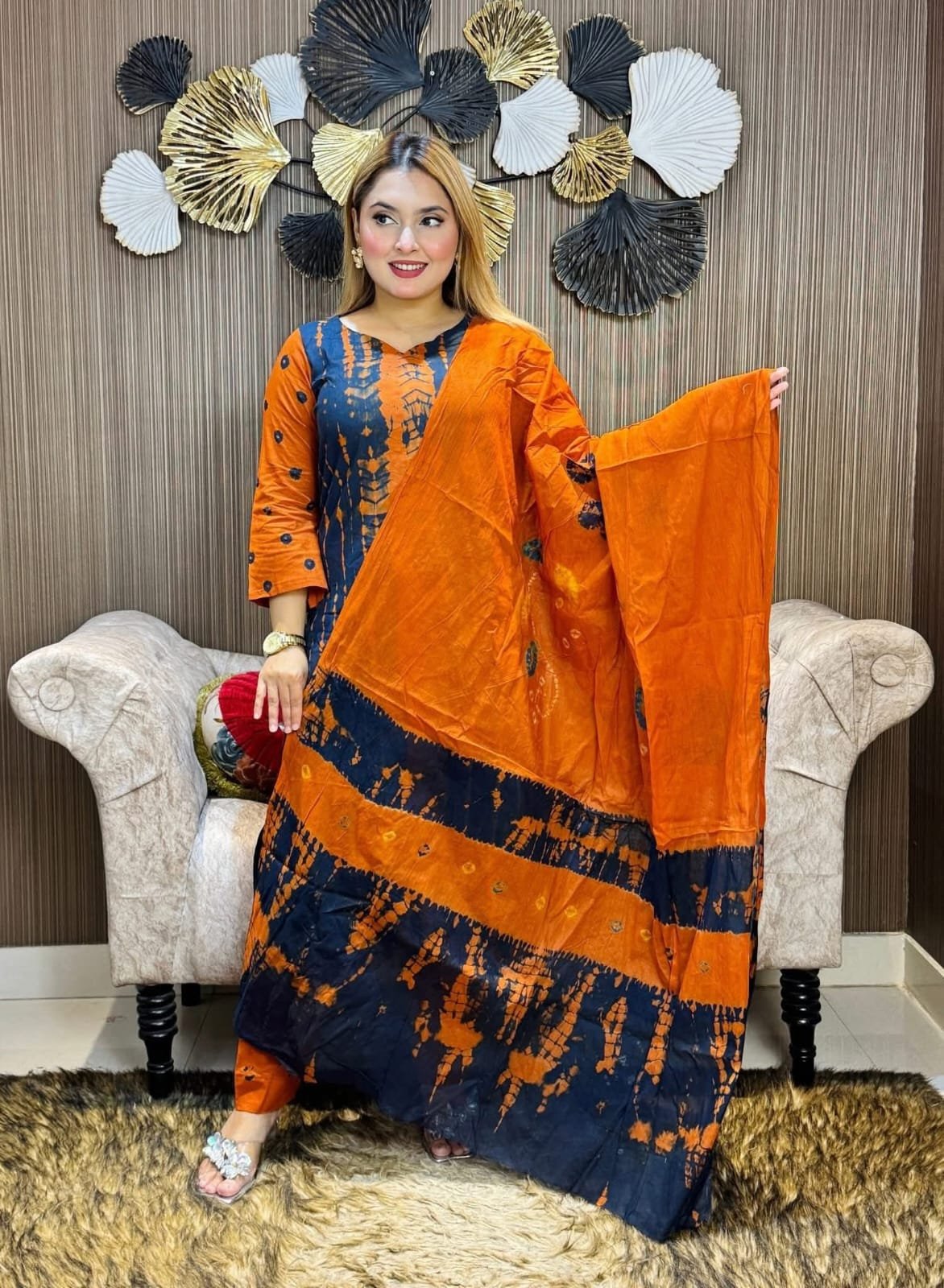 আনস্টিচ প্রিমিয়াম কটন প্রিমিয়াম থ্রি-পিস জামা + ওড়না + প্যান্ট (Z-1-4)